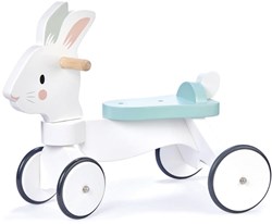 Tender Leaf bicicleta de equilibrio de madera con conejo - correpasillos blanco para niños