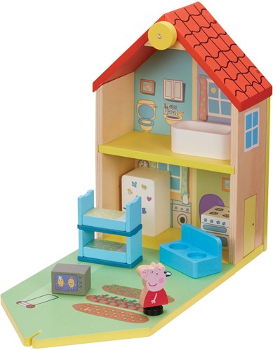 Casa familiar de madera Peppa Pig con figuras y accesorios casa de muñecas-2