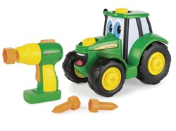 Tomy - Juguete de construcción Tractor Johnny con taladro, luz y sonido