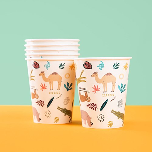 Folat vasos de cartón estampado animales fiesta infantil 6 unidades 250ml