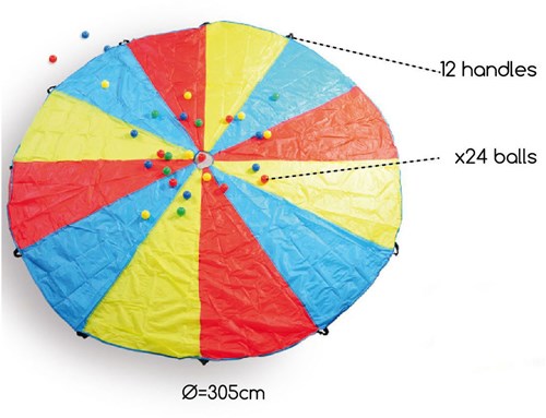 BS Toys Paracaídas juego de atrapar y lanzar 3 metros con pelotas-2