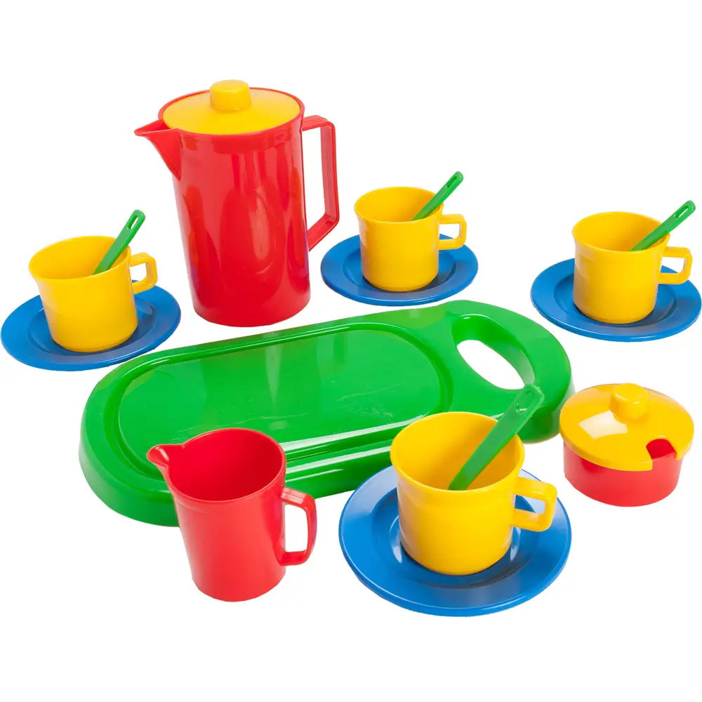 Dantoy set de café de juguete con tabla de cortar vajilla infantil colorida