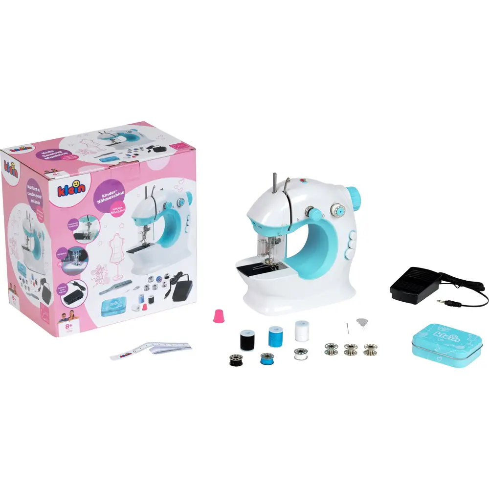 Klein máquina de coser juguete para niños azul con luz y accesorios