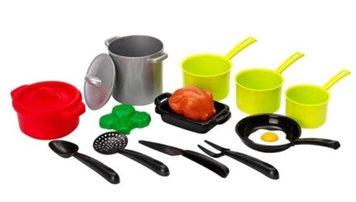 Juego de ollas utensilios cocina acero inoxidable juguete para niños-3