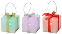 Lumineo adorno navideño regalo LED multicolor con purpurina 5x5x5 cm
