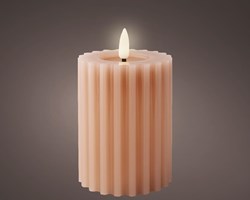 LED kaars wax ribbel Licht Roze H12,3cm