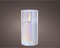 Kaars LED in glas iriserend 15cm