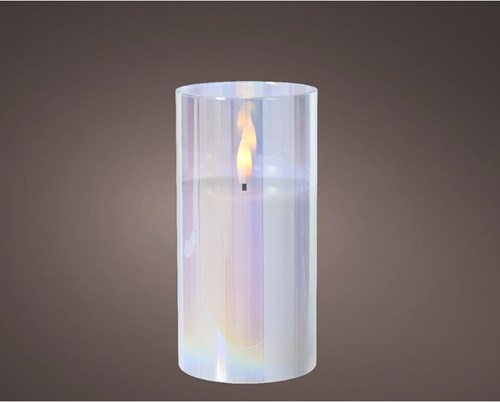 Kaars LED in glas iriserend 15cm