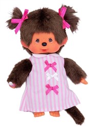 Monchhichi Meisje Pink Ribbon Dress (20cm)
