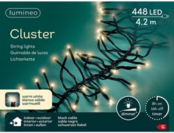 Lumineo luces de Navidad cluster LED 448 bombillas blanco cálido exterior temporizador