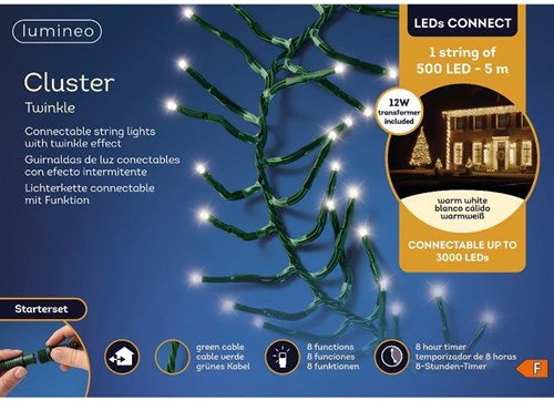 Lumineo luces cluster LED set inicial blanco cálido 5 metros exterior