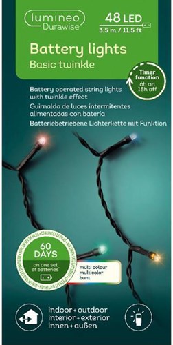 Lumineo luces LED a pilas multicolor 48 luces exterior Navidad