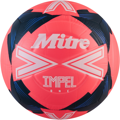 Mitre balón de fútbol Impel One rosa-blanco-azul talla 5 césped duradero