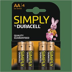 Duracell pilas AA alcalinas Simply 4-pack potentes y fiables