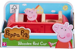 Peppa Pig coche familiar de madera juguete con figura de Peppa rojo