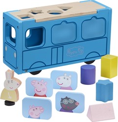 Houten schoolbus vormensorteerder - Peppa Pig