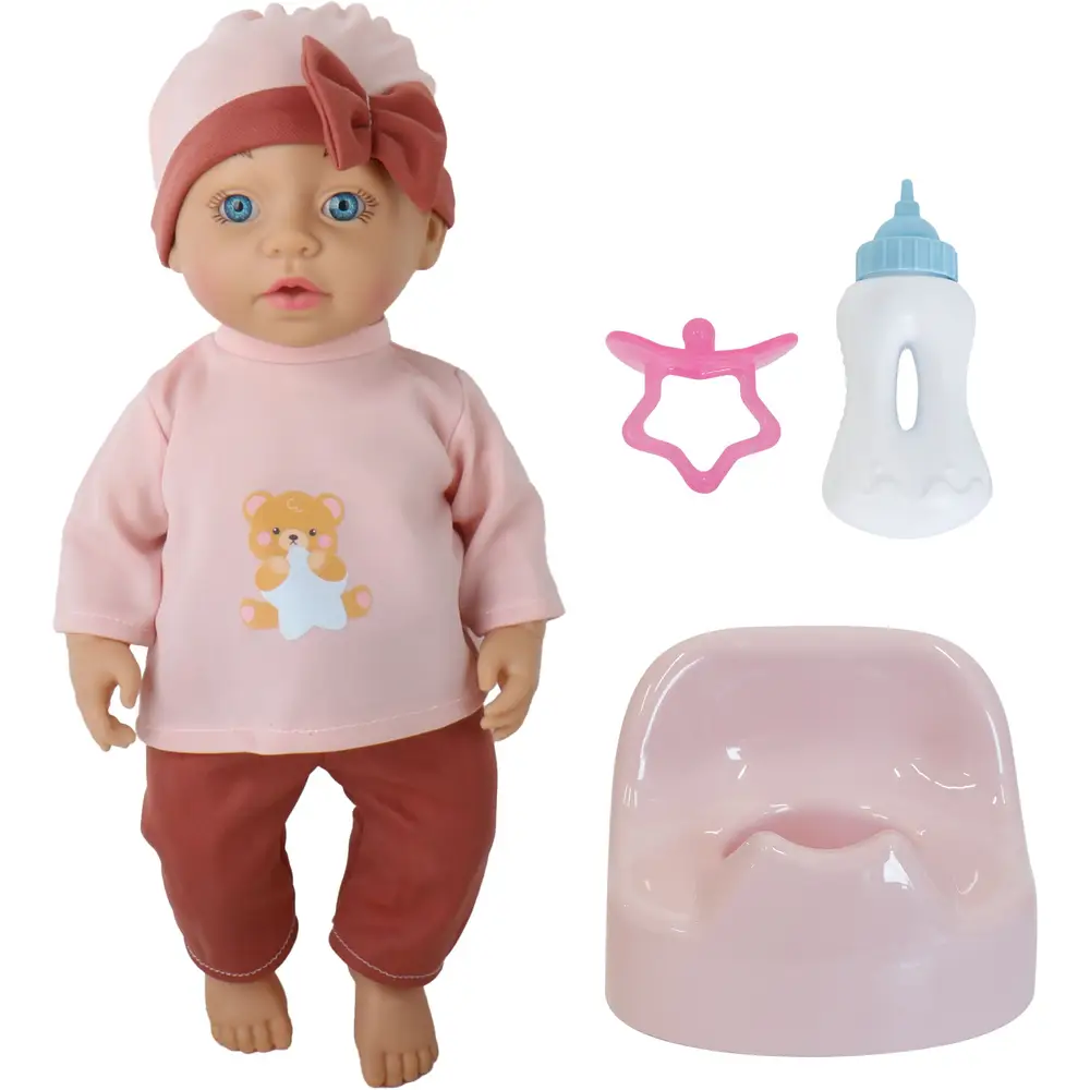 Muñeca Amia Rosy 40 cm con accesorios - muñeca que bebe y hace pipí juguete