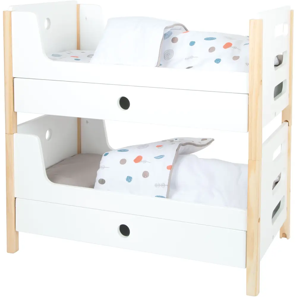 Small Foot cama litera de madera para muñecas Little Button con ropa de cama 50 cm