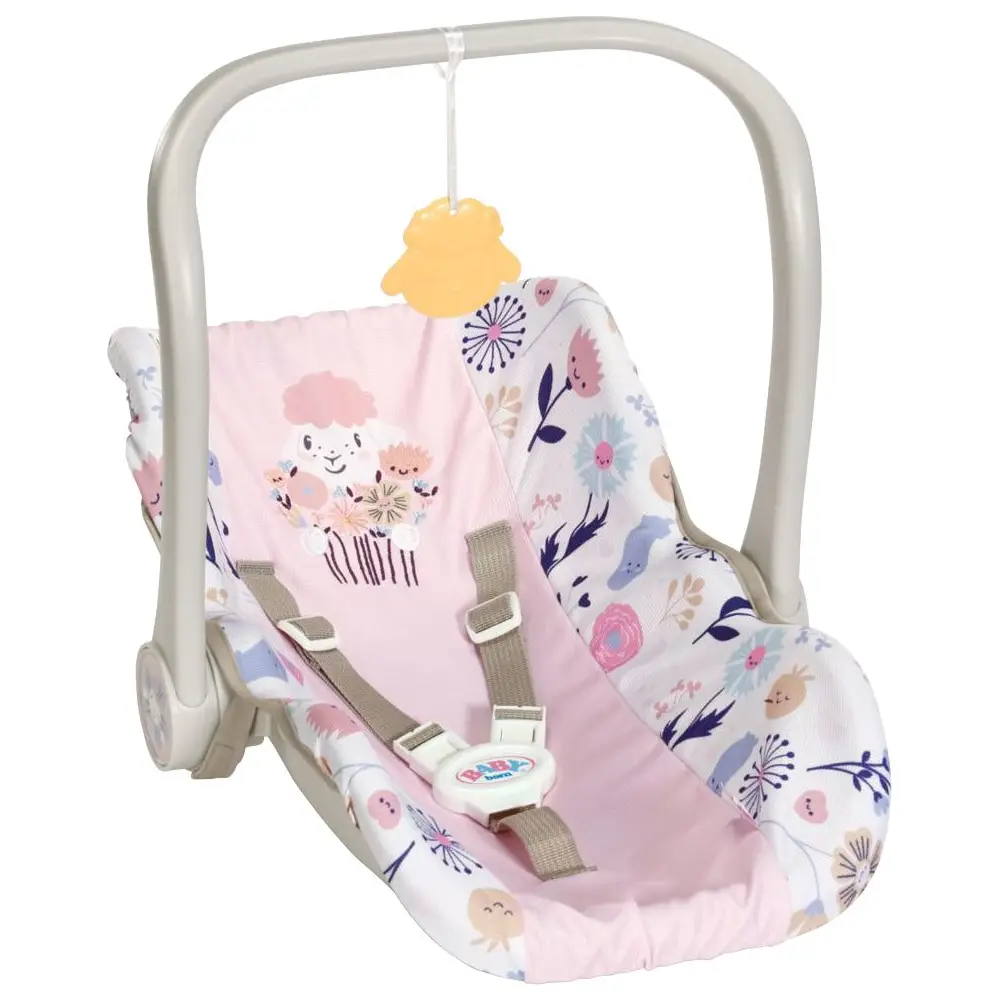 BABY born silla de coche muñeca diseño floral asa ajustable arnés 3 puntos