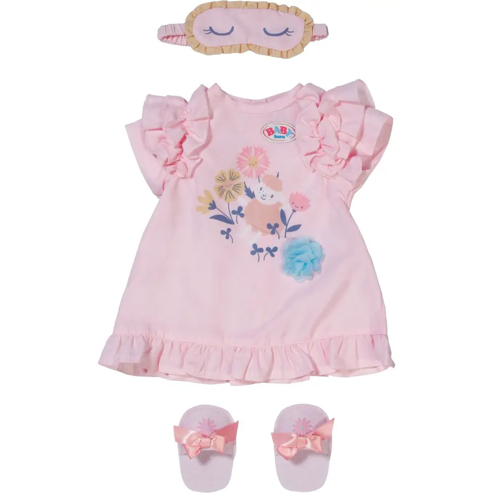 BABY born camisón muñeca antifaz pantuflas 43 cm rosa