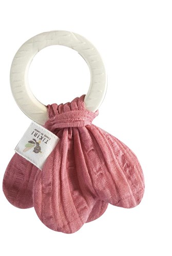 Tikiri mordedor - juguete de dentición safari de caucho natural rosa-2