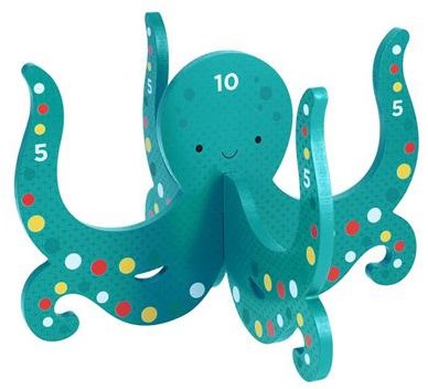 Petit Collage juego de lanzamiento de aros de madera pulpo para niños - juguete de exterior-3