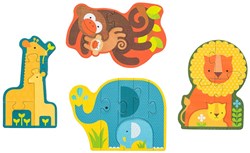 Petit Collage Puzzle Animales de Safari - Primer Rompecabezas de Cartón