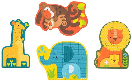 Petit Collage Puzzle Animales de Safari - Primer Rompecabezas de Cartón