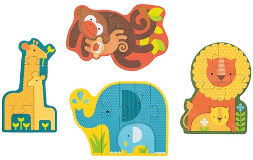 Petit Collage Puzzle Animales de Safari - Primer Rompecabezas de Cartón-2