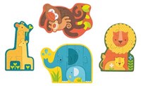 Petit Collage Puzzle Animales de Safari - Primer Rompecabezas de Cartón-3