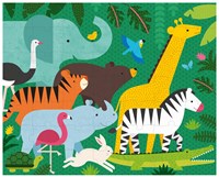Petit Collage puzzle animales domésticos - doble cara, portátil