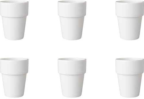 Mammoet juego de tazas de leche de porcelana - 6 piezas - blanco - 19 cl - resistente al calor