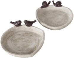 Boltze Home bebedero para pájaros accesorio de jardín Lubin marrón Ø21xH6cm decorativo