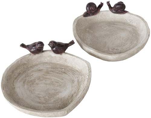 Boltze Home bebedero para pájaros accesorio de jardín Lubin marrón Ø21xH6cm decorativo