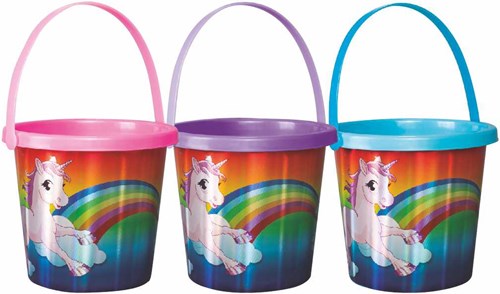 HOT Sports + Toys cubo de playa unicornio rosa 19 cm plástico