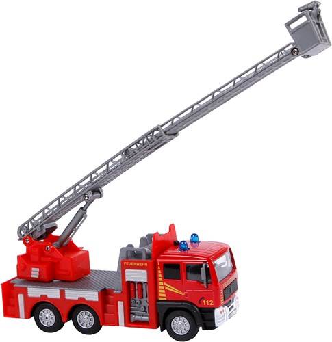 Kids GLOBE camión de bomberos juguete escalera die cast luz sonido 16cm-2