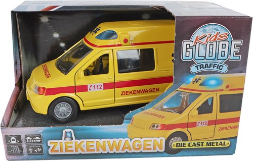 Kids GLOBE ambulancia coche de juguete die cast con luz y sonido 13cm-3