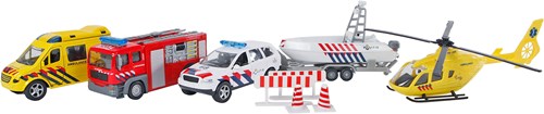 2-Play set de vehículos de emergencia con coches die-cast y helicóptero-2