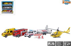 2-Play set de vehículos de emergencia con coches die-cast y helicóptero
