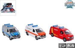Kids GLOBE coche de juguete Volkswagen Transporter servicio de emergencia die-cast luz sonido 13,5cm