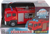 Kids GLOBE camión de bomberos juguete die cast luz sonido 13cm-3