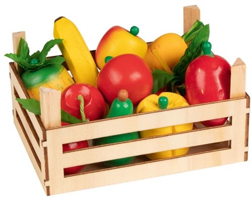 Goki juguete de madera verduras y frutas caja - juego de rol educativo