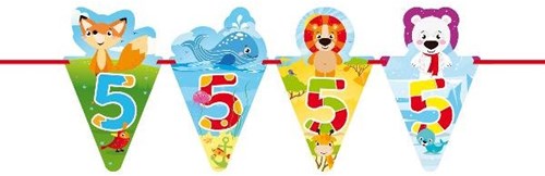 Folat guirnalda animales cumpleaños 5 años - banderín colorido 6 metros