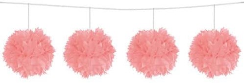 Guirnalda pompom rosa decoración papel honeycomb 3 metros