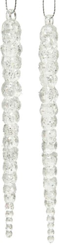 Decoris adorno navideño carámbano acrílico con purpurina 14 cm 2 unidades