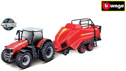 Bburago tractor Massey Ferguson juguete fricción empacadora 10 cm rojo