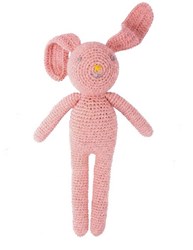 Global Affairs peluche conejo rosa tejido a mano set de 3 - juguete