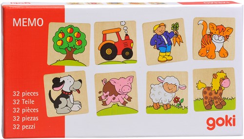 Goki juego de memoria de madera animales y accesorios de granja - juguete educativo-2