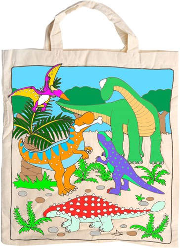 Goki bolsa de algodón dinosaurio - bolsa infantil XL para decorar-2