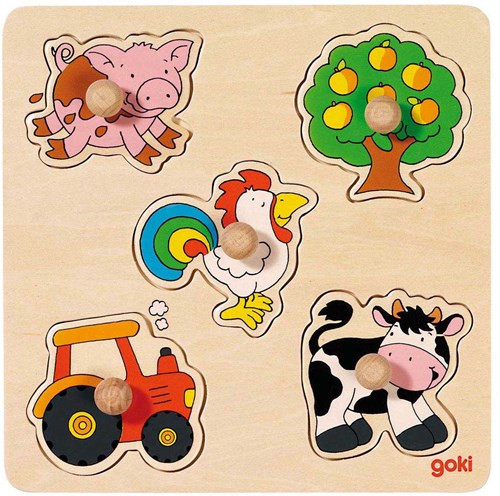 Goki puzzle de madera granja - puzzle formas animales campo-3
